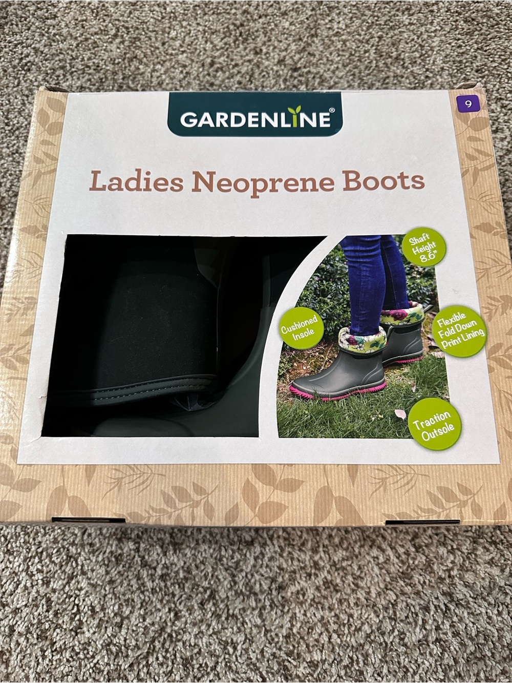 Ladies Neoprene Boots - green with pink Trim